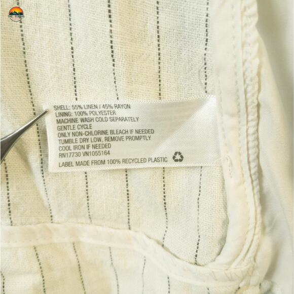 A New Day Linen Suit Jacket Blazer Cream Pinstripe Long Sleeve Lagen Women's 2XL - Picture 8 of 8